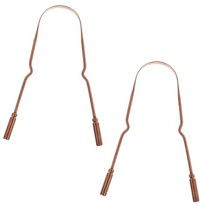 Ipetboom 2pezzi Raschietto per Lingua in Rame di Strumento per Raschiare la Lingua Detergente Orale Pratico Pulisci Design Ergonomico Robusto e Durevole