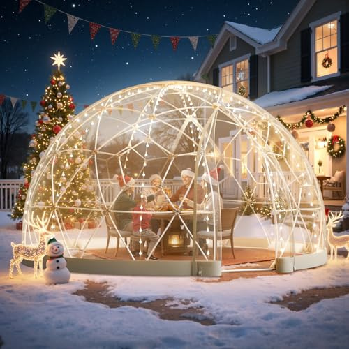VEVOR Tente à Bulle Dôme, 2,9 x 1,7 m, Tente Igloo Bulle Transparente Résistante, 2 à 4 Personnes, avec Fenêtres pour Extérieur, Camping, Terrasse, Arrière-Cour, Jardin, Fêtes, Anniversaires, Mariage