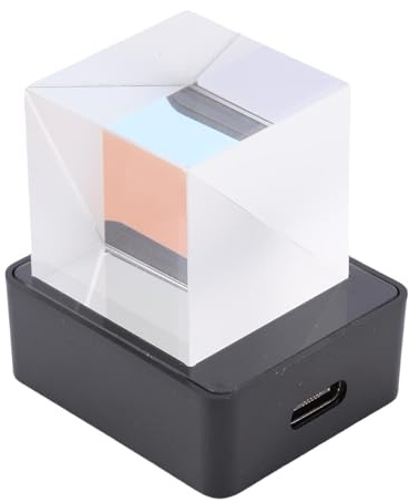 Denash Cubo di Cristallo Olografico, Display 3D e Orologio Meteorologico con Album Fotografico con Animazione GIF e Conto Alla Rovescia per la Decorazione della Scrivania e Dell'auto