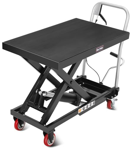 Hydraulic Lift Table Cart, 1100lbs Capacity 32 Lifting Height Hydraulic Table Cart, Single Scissor Lift Table with Non-Slip Pad for Material Handling and Transportation, Black