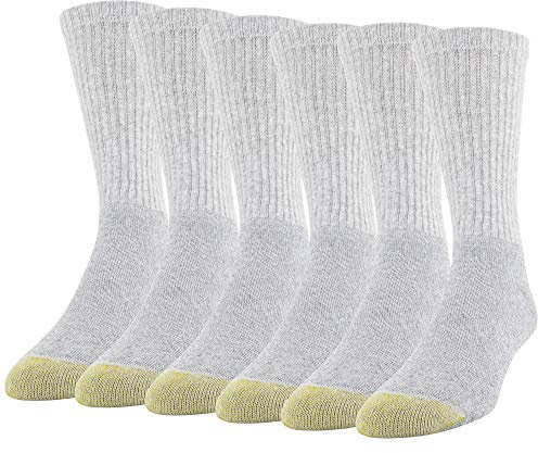 Gold Toe Men's Sport 656 Cotton Crew Socks 6 Pack, Grey Heather (6-pairs), Large