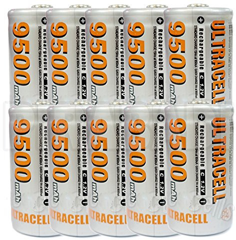 10 pilas pilas C R14 LR14 9500 mAh recargable 1.2 V Ni-MH batería recargable