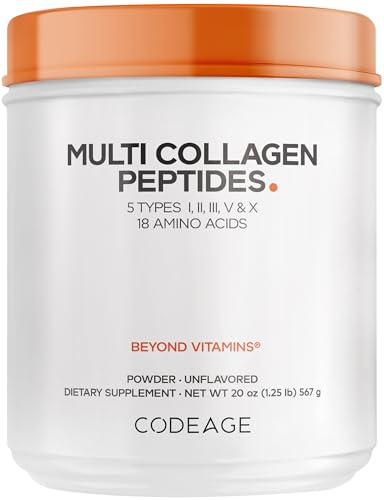 Codeage Multi Collagen Protein Powder Peptides, 5 Types, Unflavored, 20 Oz
