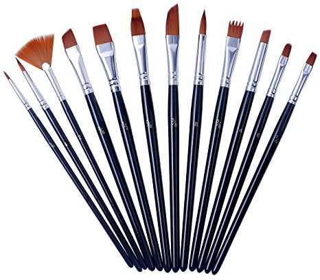 12PCS Nylon Künstlerpinsel-Set - Professionelle Gemischte Pinsel In Wirtschaft Verpackung. Perfekt Für Aquarell/Acryl/Gouache/Öl/Gesichtsfarbe - Mehrfachnutzen.