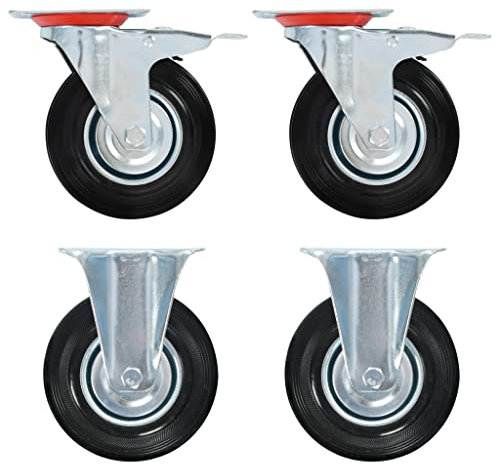 vidaXL 16 ruote fisse per carrelli rotanti ruote girevoli ruote fisse cestello di acquisto scaffale per libri, tavoli da lavoro, capacità di 100 kg 125 mm