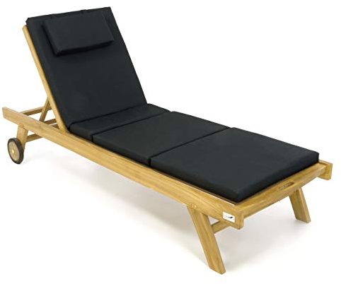 Nexos Trading DIVERO klappbare Sonnenliege Gibraltar aus unbehandeltem Teakholz mit Auflage (anthrazit)
