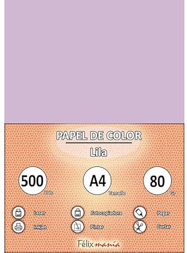 Pack 500 Papel de Color Tamaño A4 80g Lila