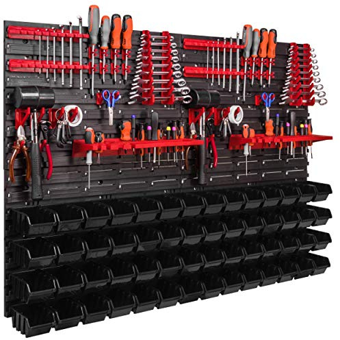 Förvaringssystem vägghylla 1152 x 780 mm, verktygshållare, stapellådor, förvaringshyllor, extra starka väggplattor, expanderbar hylla