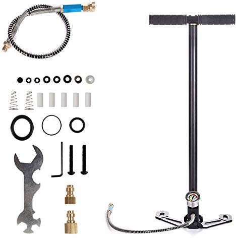 Prettyui 3 Stage Stirrup Charger PCP Hand Pump Gas Filter Pressure Gauge Air Gun Rifle Airrifle 4500psi Air Gun Rifle Seal Folding