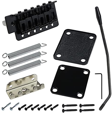 EMSea Kit de chevalet vibrato pour guitare électrique avec plaque de manche Whammy Bar de rechange compatible avec Fender Start ST Guitare en alliage de zinc noir