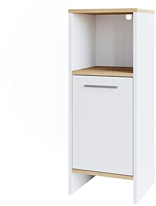 Vicco Midischrank Weiß Elvio 32x82x28 cm - Badezimmermöbel, Schlichte Linienführung für Moderne Badezimmer