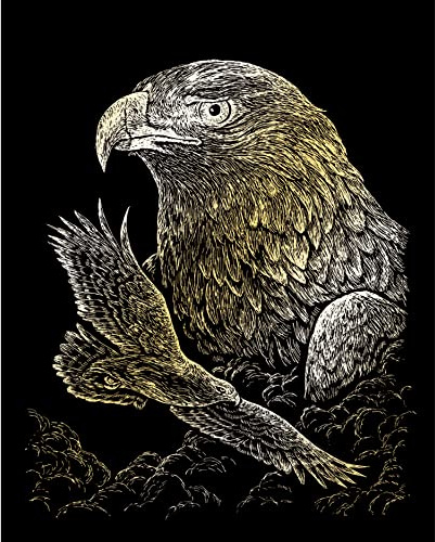 Pracht Creatives Hobby Royal & Langnickel - Image à gratter Aigle, Or, Images à gratter pour Enfants et Adultes, avec Stylo à gratter et modèle