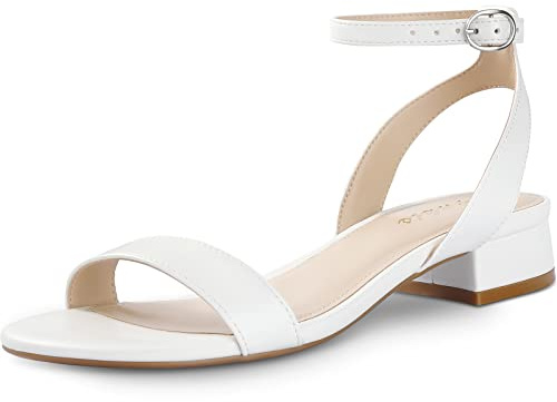 Ankis Black Nude White Gold Women Sandals Comfortable Walking Strappy Open Toe Sandals for Women Dressy Summer 1 Inch Low Block Heel Flat Adjustable Ankle Strap Shoes