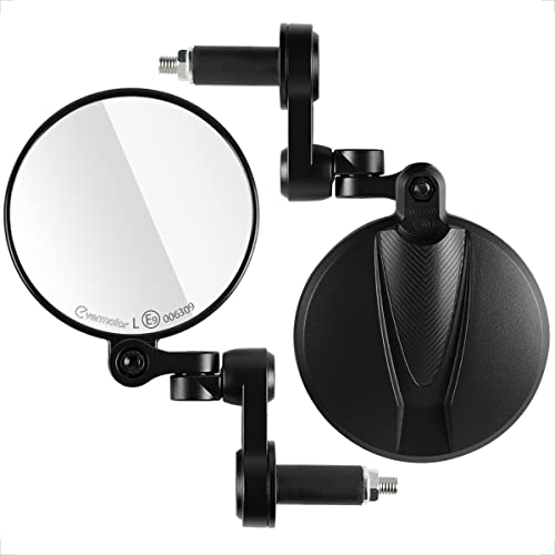 Evermotor Motorrad Spiegel, E9 Geprüft, 360°&180° Drehbarer Lenkerendenspiegel Motorrad Rund, Lenkerspiegel Motorrad Kompatibel mit Roller Scooter ATV Moped Quad