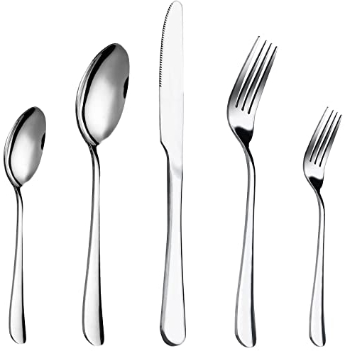 CAOPAOTI Posate acciaio inox 12 persone, 60 Pezzi Set di posate da tavola moderne, Posate Servizio con Coltello, Cucchiaio, Forchetta