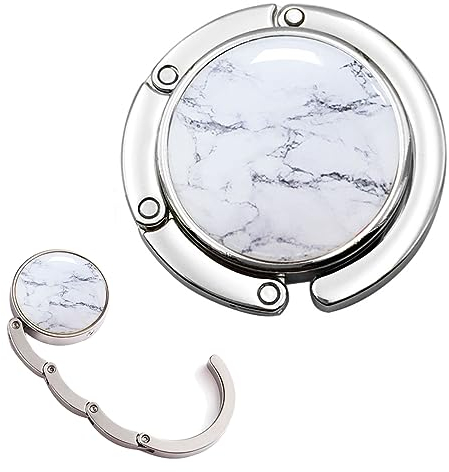 USTNIR Faltbare Antirutsch Taschenhaken Halterung für Handtaschen，Tisch Handtaschenhalter Haken，Marmorierung，Geeignet für Marmortischplatten sowie alle anderen Tischplatten