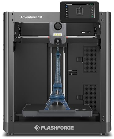 Flashforge Adventurer 5M 600mm/s Hochgeschwindigkeits-3D-Drucker mit Auto-Kalibrierung, Schnellwechseldüse + PEI-Platte – 220x220x220mm Bauraum für Modellbau/Prototyping