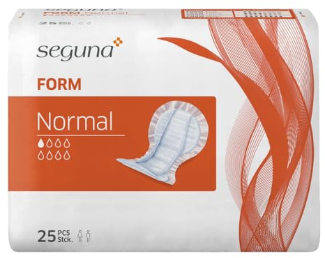 SEGUNA Form Normal, Inkontinenzvorlagen für Frauen und Männer, Anatomische Vorlagen bei mittlerer Inkontinenz, Stuhlinkontinenz (Beutel (25 Stück))