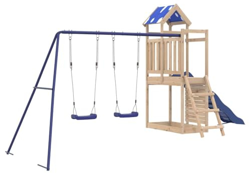 vidaXL Set da Gioco da Esterno in Legno Massello di Pino, Set da Gioco, playset, casetta con Scivolo, Set da Gioco in Legno, Set da Gioco da Giardino