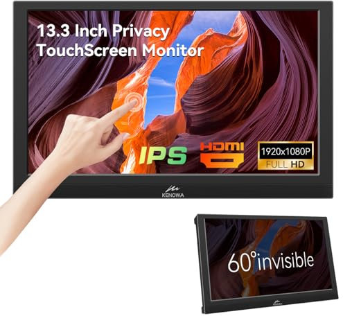 Kenowa Monitor portátil de 13,3 pulgadas, pantalla táctil con HDMI, VGA Type-B, pantalla IPS FHD 1080P, monitor táctil para ordenador Windows 7 11 OS Raspberry Pi, portátil, Xbox, Mac