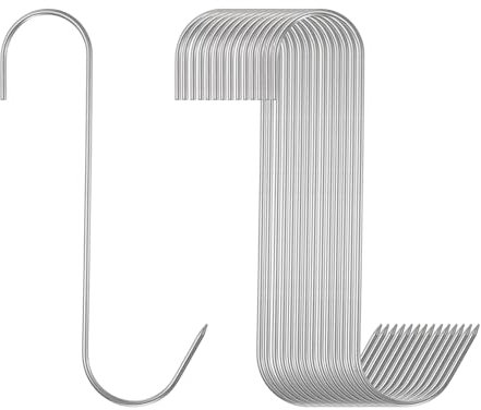 sourcing map 14 ganchos de carne de 7 pulgadas, acero inoxidable 304, gancho de carnicero en forma de S, ganchos para colgar ahumar, asar a la parrilla, costillas de res (carga máxima de 11 libras)