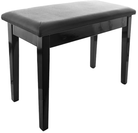Taburete de piano con cojín acolchado de cuero de PU - Taburete de piano doble con estante de almacenamiento de madera maciza - Taburete for instrumento musical, guitarra, batería, órgano con comparti