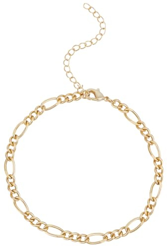 Beebeecraft 1 Scatola 5 Pezzi Bracciale A Catena Figaro Placcato Oro 18K 184cm Bracciale A Catena A Maglie Cubane da Uomo Bracciale A Maglie Cubane