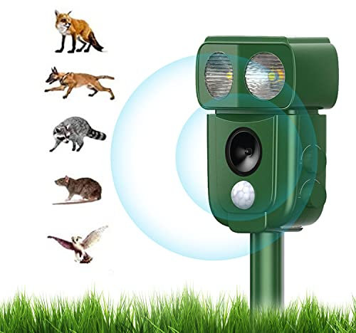 COODAY Ultraschallabwehr Katzenschreck Tierabwehr,Wasserdicht Maulwurf Vertreiber mit LED-Licht,Vertreiben Sie Vögel und Streunende Tiere aus Ihrem Garten oder Hof Ultraschall