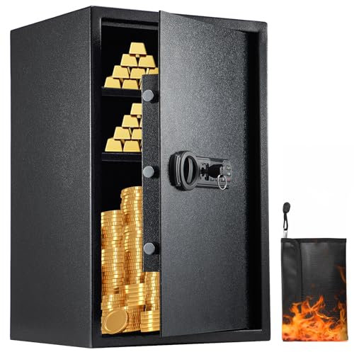 Youyijia 90L Stahl Safe tresor mit Digital-Tastatur, Dualem Alarm & feuerfester Tasche, tresor mit schlüssel für Geld, Schmuck, Bargeld, Dokumente – Ideal für Hotel, Geschäft und Zuhause.