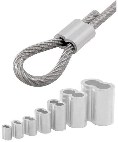 Colliers de serrage pour câbles métalliques Anneau de sertissage en aluminium à double trou de type M1-M12, 8 clips de fixation de câble métallique(M2.5 100pcs)