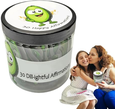 Veasbuu Biglietti di conferma positivi, supporto emotivo per cetrioli Pickle Cards, avocado gratitudine Jar con 30 note per i dipendenti, messaggi di conferma ispiratori personaggi decorazione