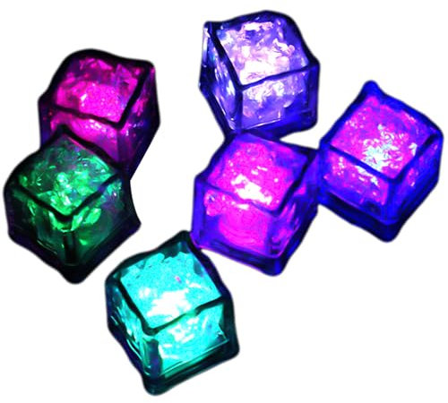 Set Von 12 Auffälligen LED Eisschalen Leuchtend Wasser Aktiviertem Eiswürfel Für Getränke Schmuck Farbenfrohe Weindekorationen