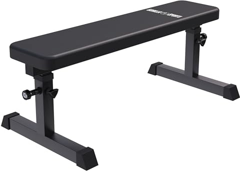 GORILLA SPORTS® Hantelbank - Verstellbar, bis 200 kg Belastbar, aus Stahl - Flachbank, Trainingsbank, Fitnessbank, Bankdrücken, Bauchtrainer, Drückerbank, Fitnessgeräte für Zuhause (Schwarz)