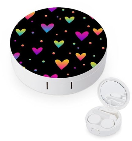 fkgvwo Contact Lens Case Color Love Dots Contact Lens Box Travel Kit Portable for Travel & Home