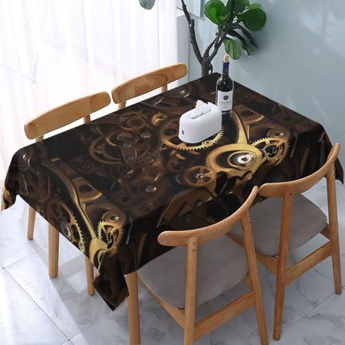ZHYGZWWG Cool Steampunk Gears Round Tablecloth-Soft Cloth, Suitable for Indoor/Outdoor Dining, Very Suitable for Cafes, Weddings, Picnics and Conferences
