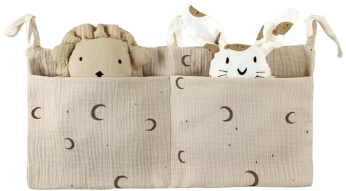 GYCAQAC Borsa Appendere Per Lettino, Porta Oggetti da Appendere Multiuso, Tasche Portaoggetti Letto, Organizer per Cameretta dei Bambini, 2 Tasche, per Riporre Vestiti Pannolini Giocattoli, 39x20cm