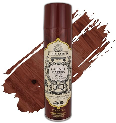 Goddard's Cabinet Makers Wax Spray, Wood Furniture Polish, Conditioner and Dust Cleaner with Bees Wax and Lemon Oil, Shine & Stain Protection, 12 oz