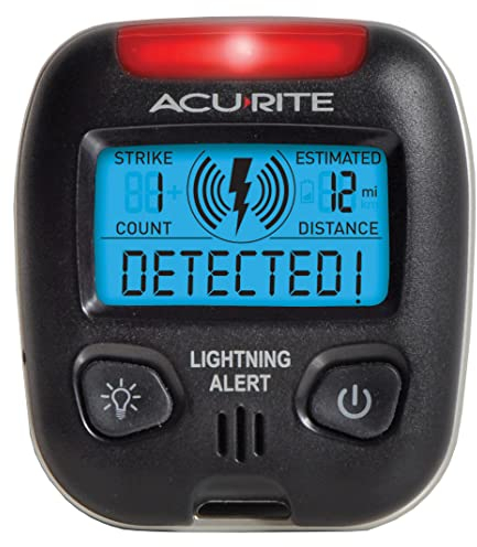 AcuRite 02020 Portable Lightning Detector Black, 2½L x 1W x 2¾H