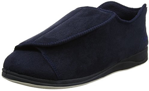 Padders Plus Peter Extra Wide Fitting Mens Memory Foam Slippers (9 UK, Navy, numeric_9)
