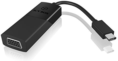 ICY BOX IB-AC533-C USB (Type-C & Alternate Mode) zu VGA Adapter-Kabel, unterstützt Erweitern/Spiegeln (bis 2048x1152 Pixel 60 Hz), Schwarz