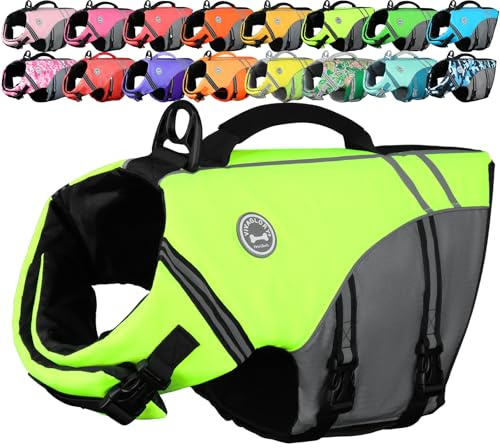 Vivaglory chaleco salvavidas deportiva de estilo Ripstop para perro, con flotabilidad superior y agarradera de rescate