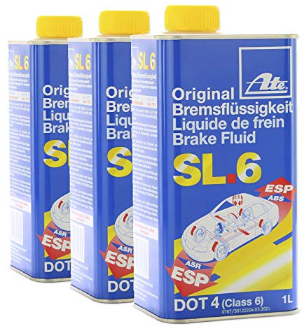 ATE 3X ORIGINAL Bremsflüssigkeit Brake Fluid SL.6 DOT4 1 Liter / 03.9901-6402.2