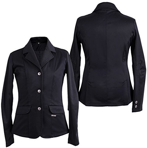 Equipride - Giacca da equitazione per concorso e spettacoli, unisex per bambini, età 3-16 anni, nero, Nero , 12 Years