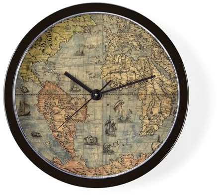 CafePress World Map Vintage Atlas Historical 10 Wall Clock for Livingroom, Kitchen, or Office