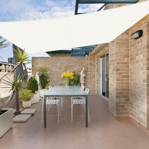 HENG FENG Sonnensegel Wasserdicht Rechteckig 2.5x2.5m,Sonnenschutz Wetterfest PES Polyester,Windschutz Wasserabweisend mit 95% UV-Schutz für Balkon Garten Terrasse,Beige