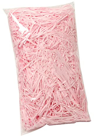 JINZOFLY Raffia pappersstrimlor, 100 g trådar strimlad skrynklig konfetti för att fylla presentförpackning, dekorativ fyllning (ljusrosa)