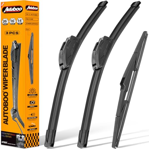 AUTOBOO 26+16 Windshield Wipers with 14 Rear Wiper Blade Replacement for Hyundai Tucson 2016-2020 2021,2007-2012 Mazda CX-7 -Original Factory Quality (Pack of 3)