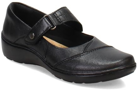 Clarks Cora Gema Mary Jane platt, Svart läder, 8.5 Wide