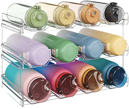 Lifewit Stapelbarer Flaschenhalter für Schrank, Gefrierschrank, Vorratskammer - Kunststoff-Wasserflaschenhalter für Küchenarbeitsplatte, Schrank, Büro, jedes Regal fasst für 12 Flaschen