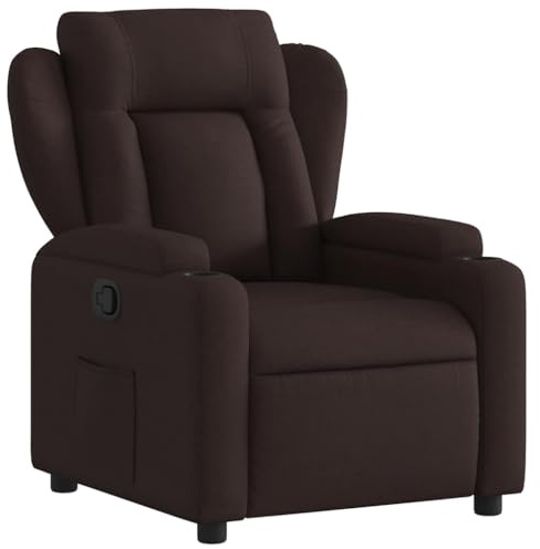 vidaXL Poltrona Reclinabile Marrone Scuro in Tessuto, poltrona reclinabile, poltrona elettrica, poltrona singola, poltrona reclinante, poltrona